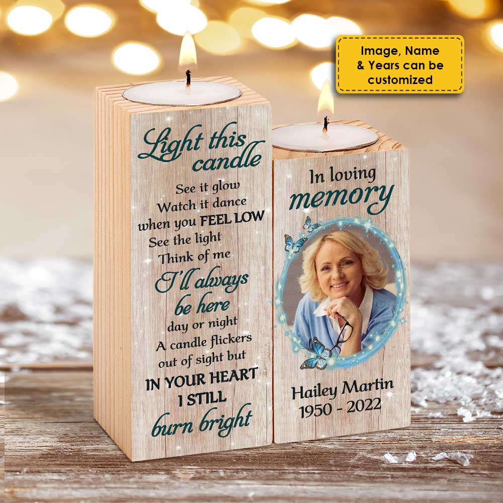 I'll Always Be Here - Personalized Candle Holder - Upload Image, Memorial Gift, Sympathy Gift