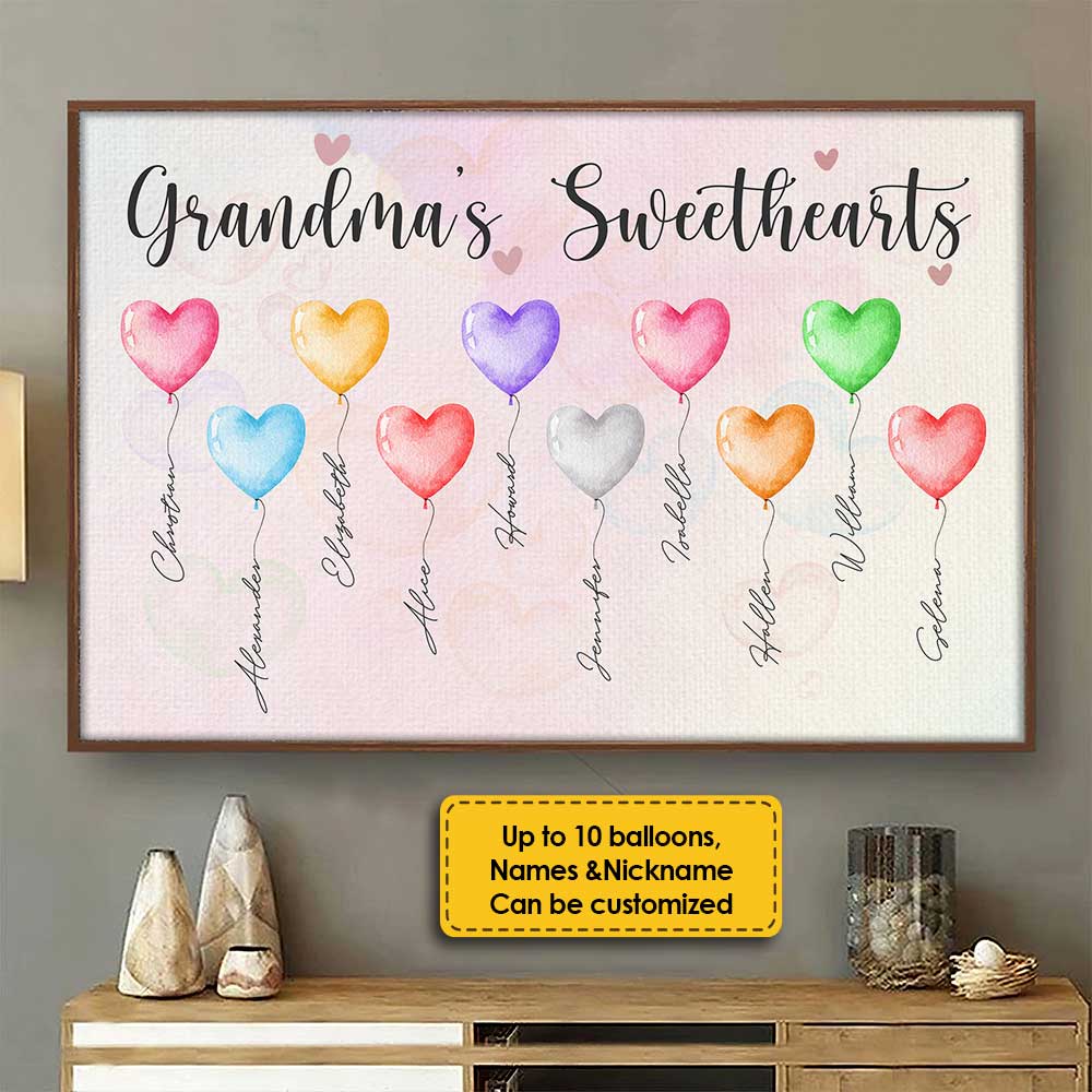Les amours de grand-mère - Cadeau pour grand-mère - Affiche horizontale personnalisée