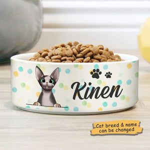 Colorful Dot, Gift For Cat Lovers - Personalized Custom Cat Bowls.