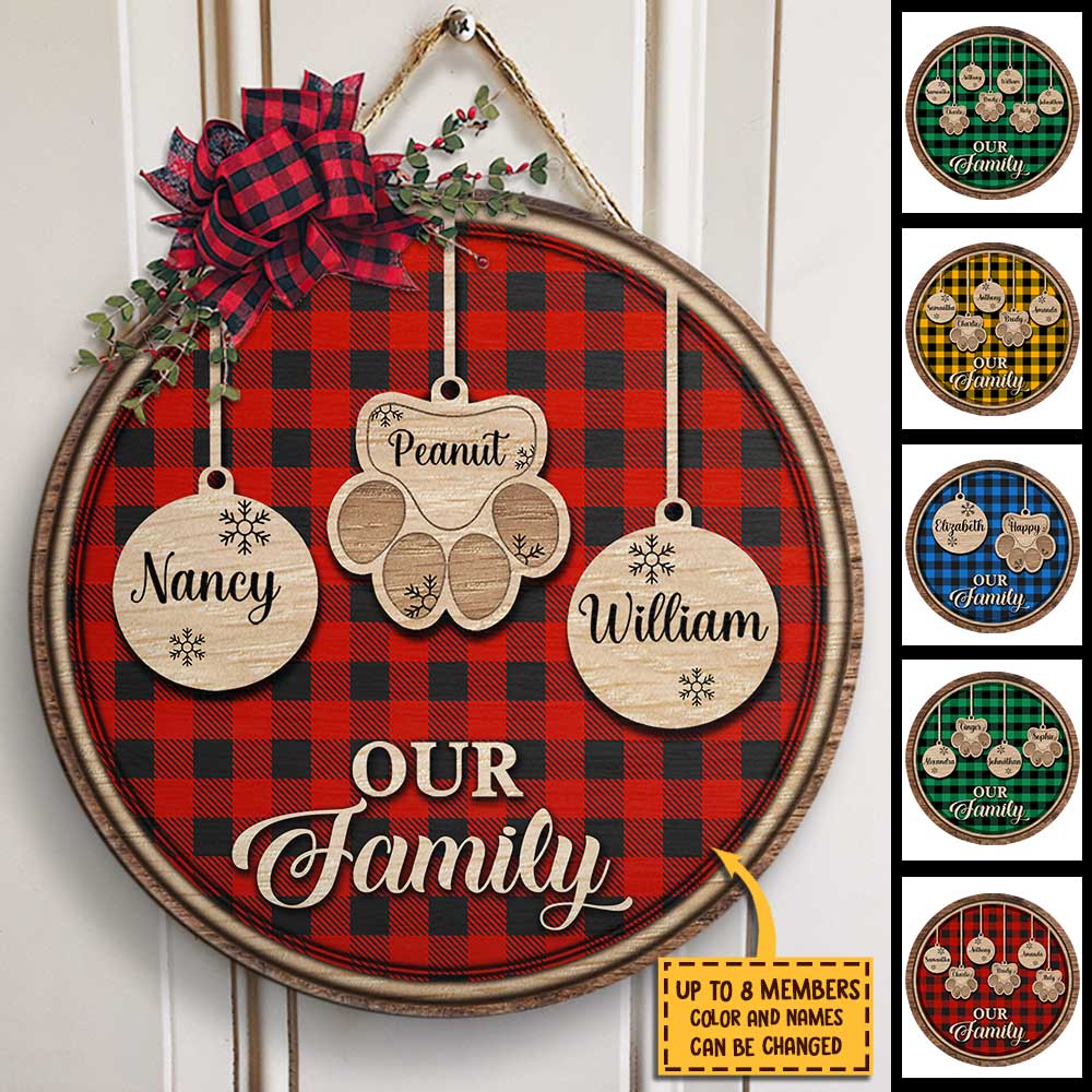 Happy Christmas With Our Family - Personalized Door Sign.