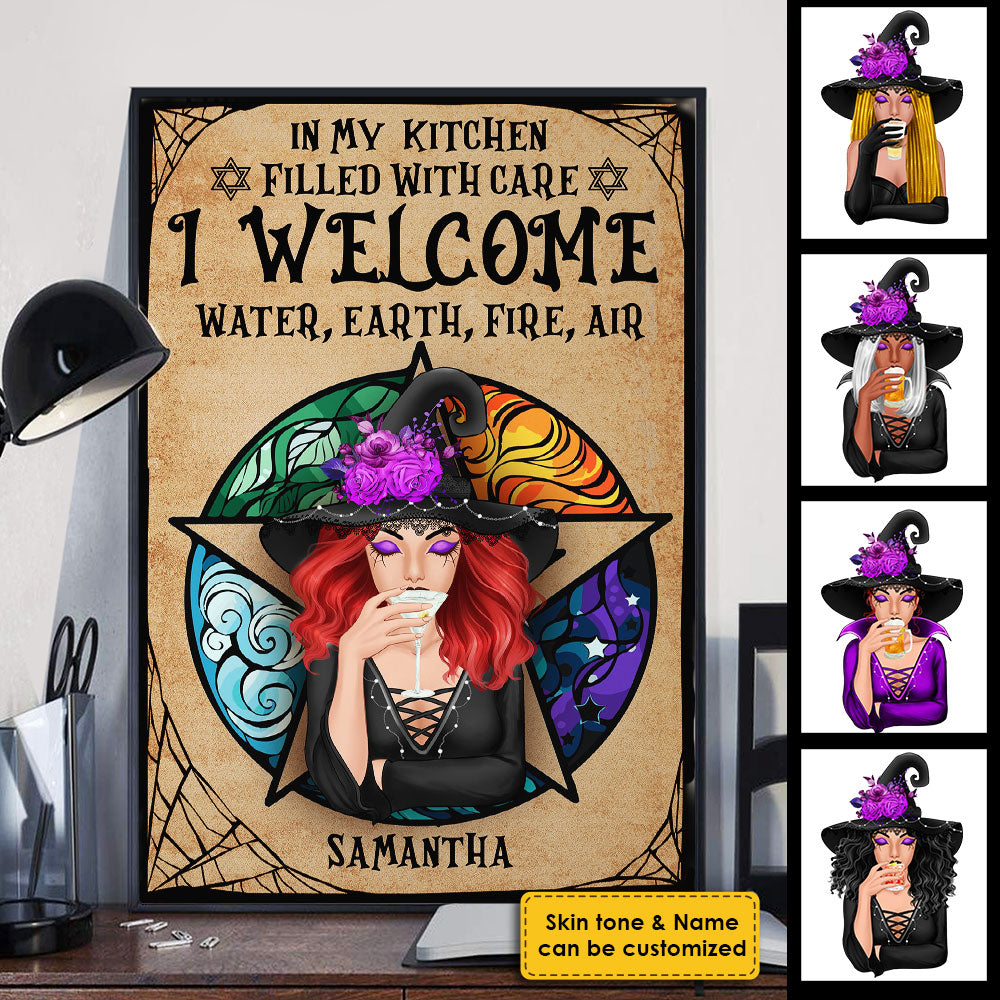 I Welcome Water, Earth, Fire And Air - Personalized Vertical Poster, Halloween Ideas..