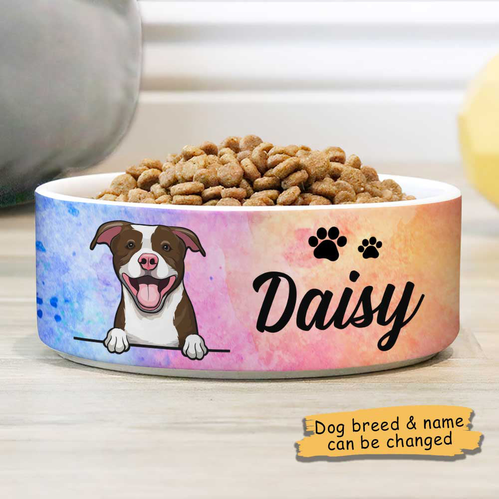 Galaxy Watercolor, Gift For Dog Lovers - Personalized Custom Dog Bowls.