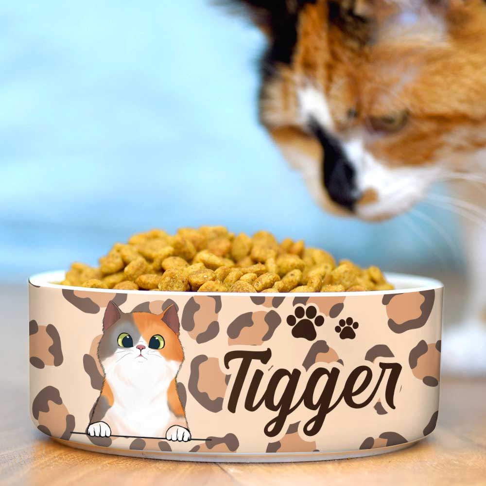 Cheetah Skin, Gift For Cat Lovers - Personalized Custom Cat Bowls.