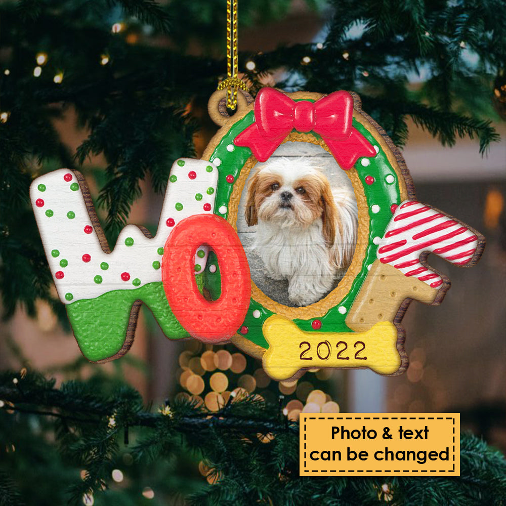 Biscuit Woof pour Noël - Décoration de Noël personnalisée en bois