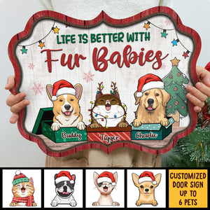 Pet In The Christmas Gift Box - Personalized Shaped Door Sign.