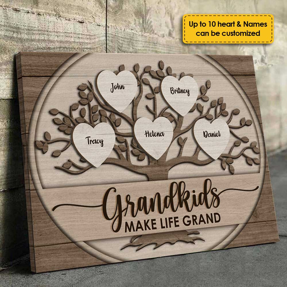 Les petits-enfants rendent la vie magnifique - Toile horizontale personnalisée - Cadeau pour les grands-parents