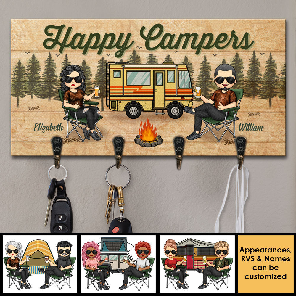Partenaires de camping pour la vie - Porte-clés personnalisé, porte-clés - Cadeau pour couples de camping, mari et femme