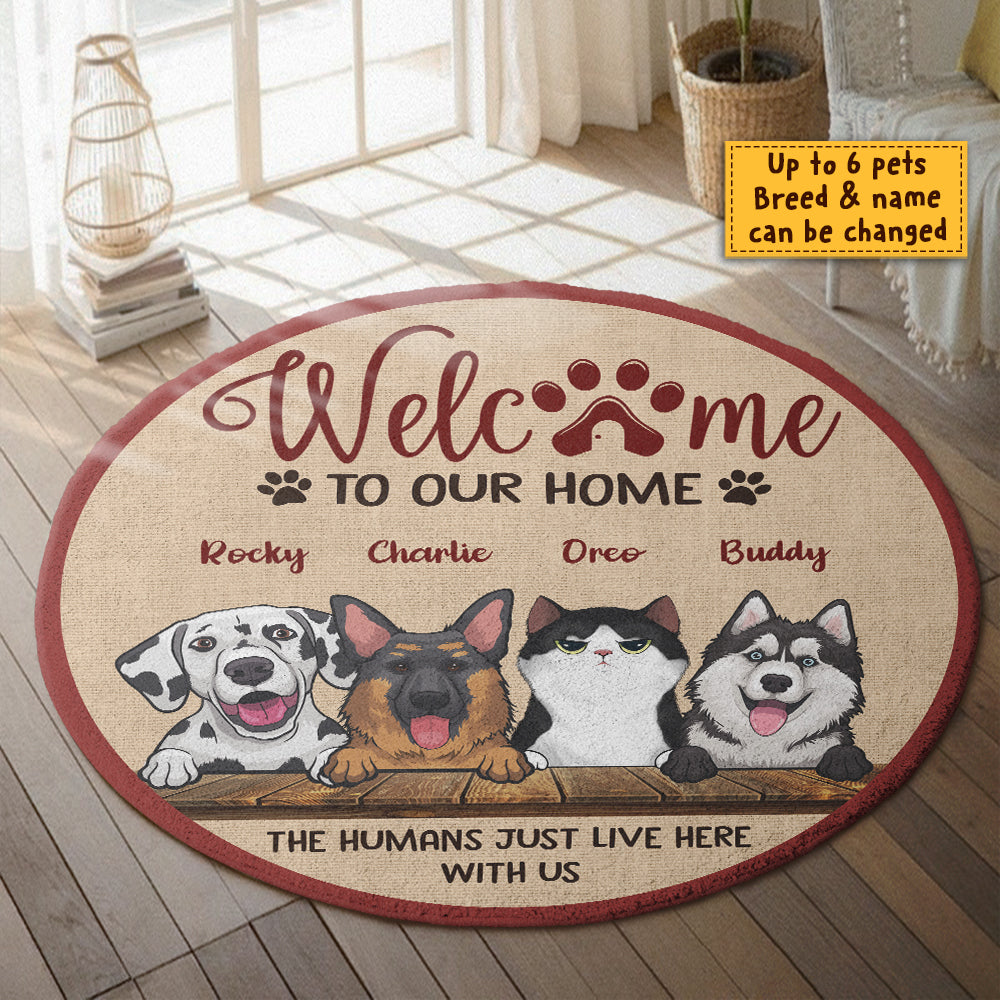 Welcome To Our Home - Gift For Pet Lovers, Personalized Decorative Round Rug.