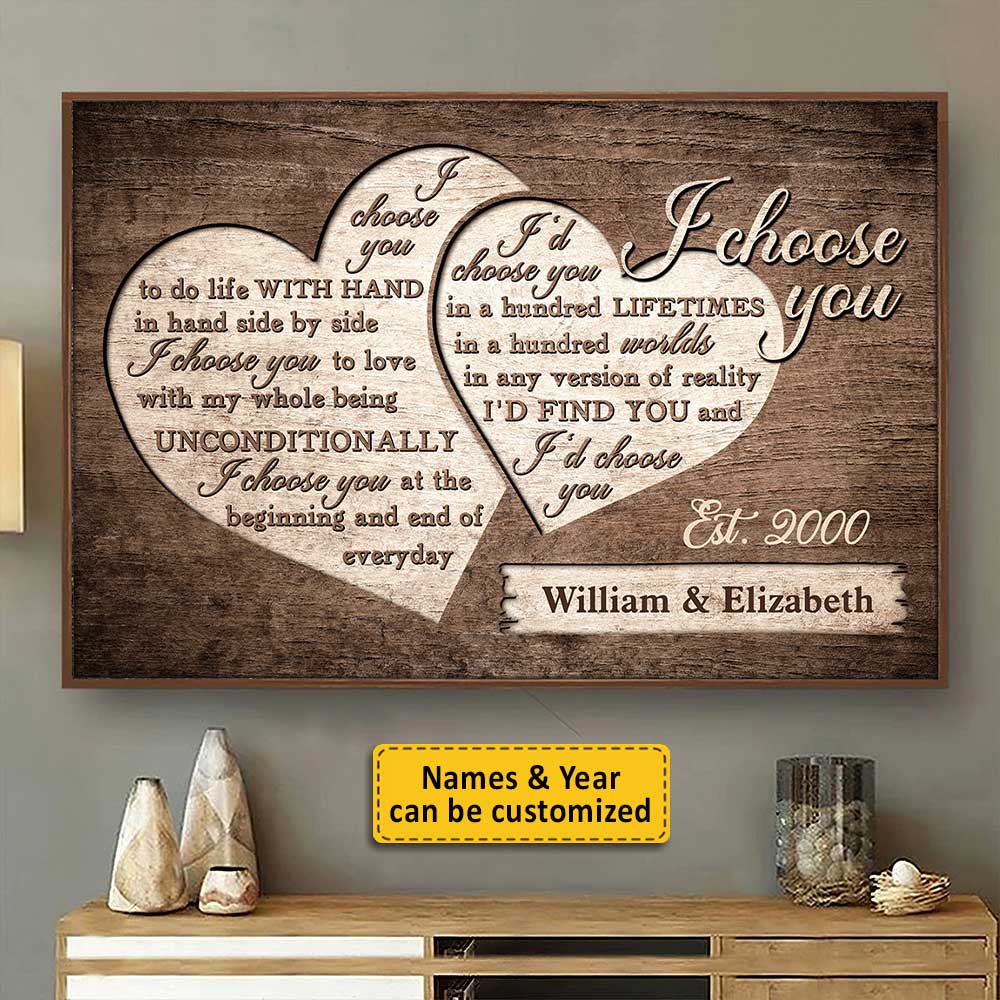 Je t'aime inconditionnellement - Affiche horizontale personnalisée - Cadeau pour couple, mari et femme