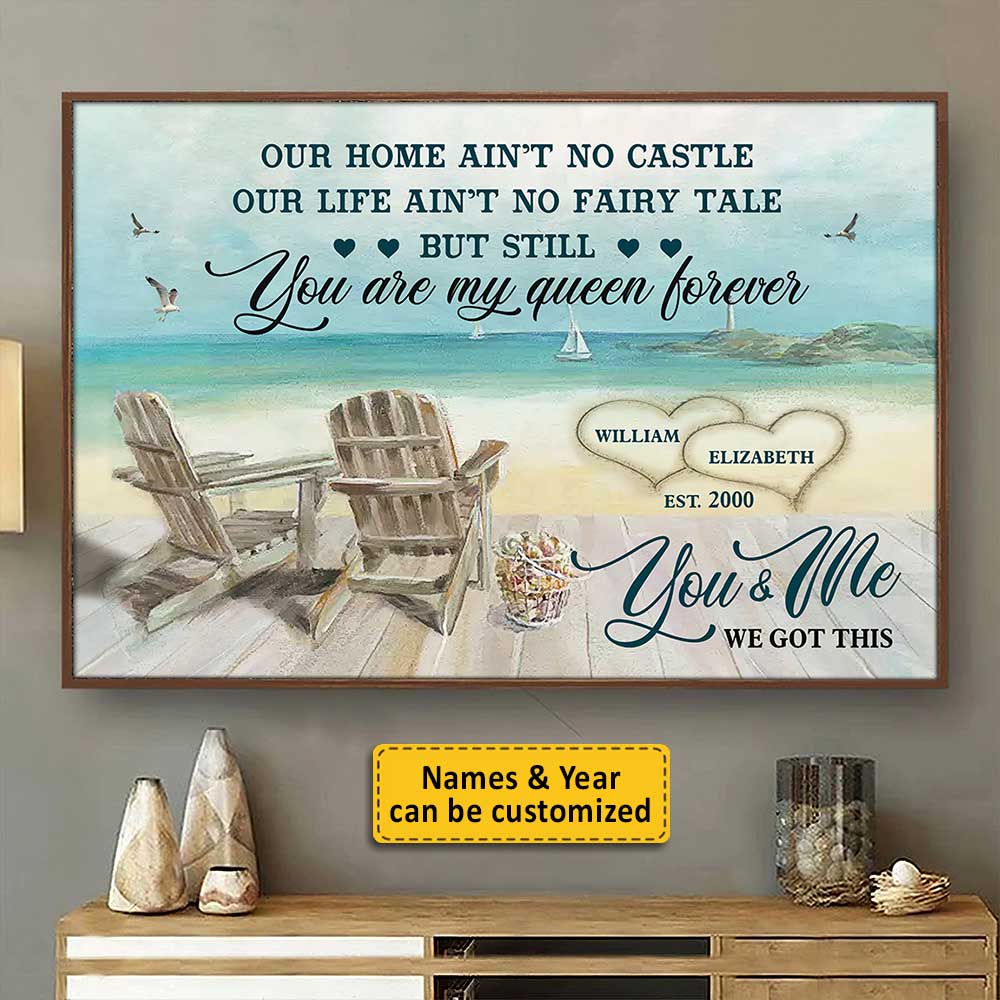 Notre maison n'est pas un château - Affiche horizontale personnalisée - Cadeau pour couple, mari et femme