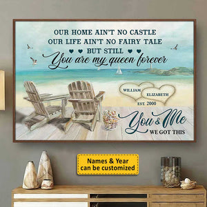 Notre maison n'est pas un château - Affiche horizontale personnalisée - Cadeau pour couple, mari et femme