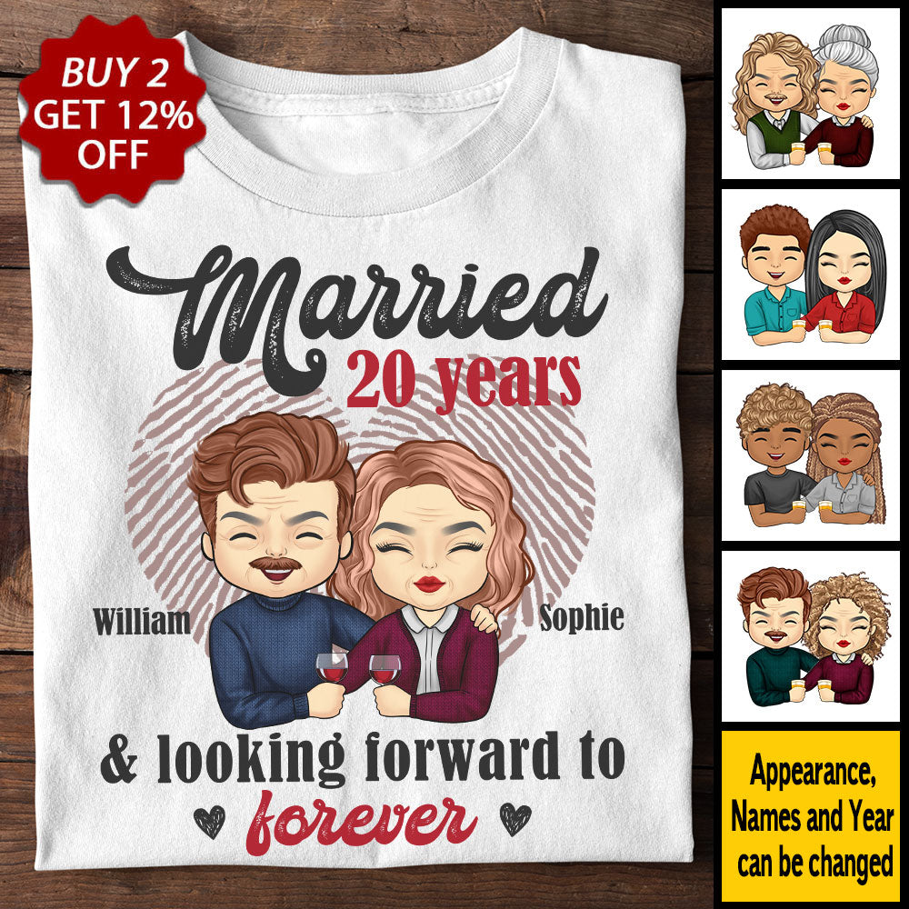 Marié et heureux de vivre ensemble - T-shirt unisexe personnalisé - Cadeau pour couple, mari et femme