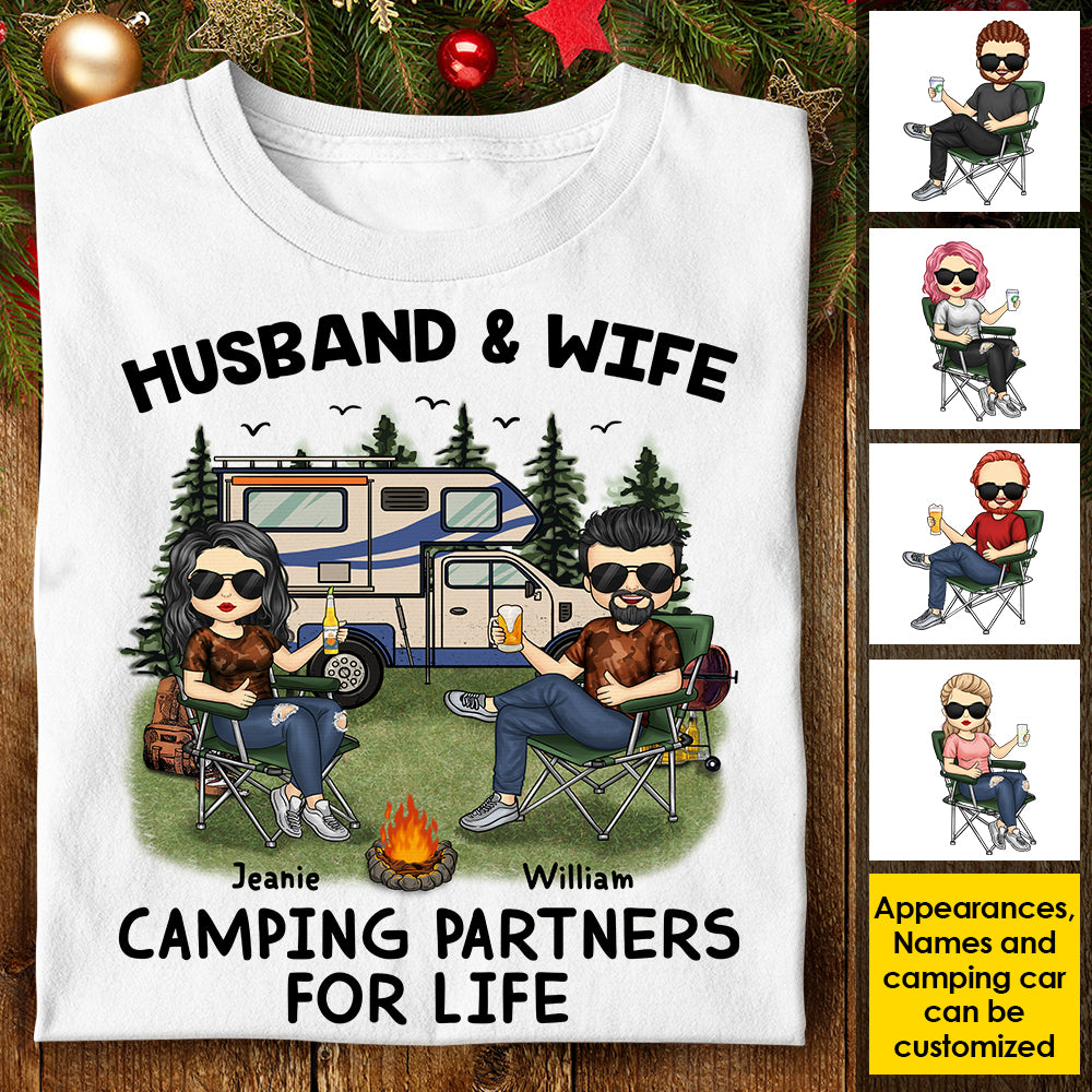 Camping Partners For Life - Gift For Camping Couples, Husband Wife, Personalized Unisex T-shirt, Hoodie, Sweatshirt.