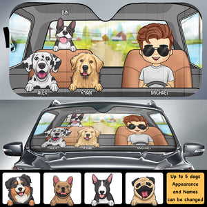 Moi et mes chiens adorés - Pare-soleil de voiture personnalisé - Cadeau pour les amoureux des animaux