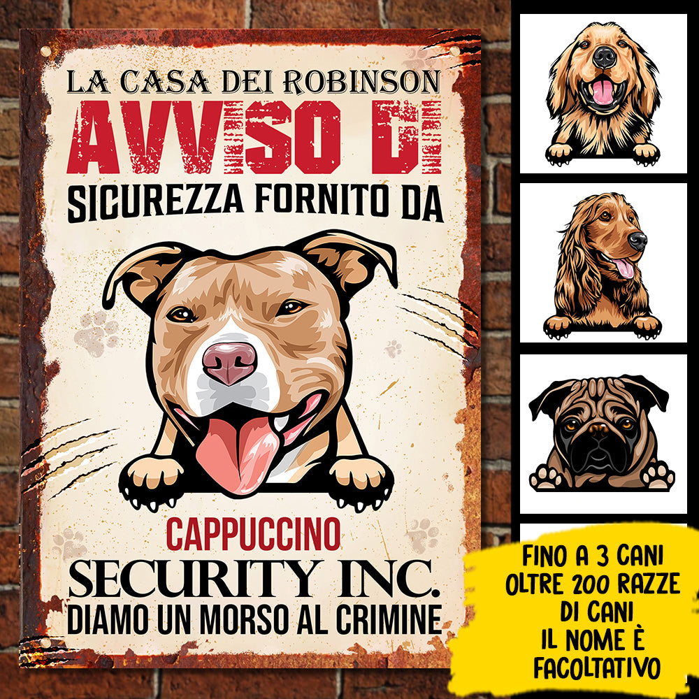 Diamo un morso al crimine Italian - Funny Personalized Dog Metal Sign.