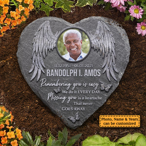 Remembering You Is Easy We Do It Every day - Personalized Memorial Stone, Human Grave Marker - Upload Image, Memorial Gift, Sympathy Gift