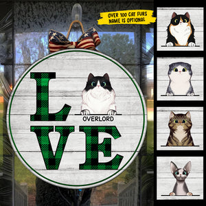 Love Cat - Funny Personalized Cat Door Sign.