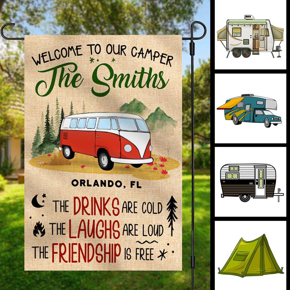 Welcome To Our Camper - Personalized Flag.