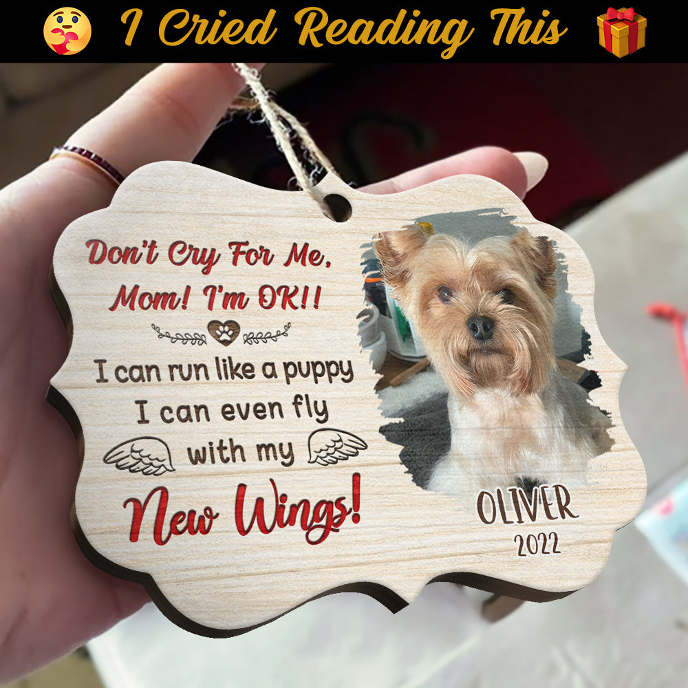 Ne pleure pas pour moi ! Téléchargez une photo d'animal de compagnie ! Décoration de Noël en bois personnalisée en forme de Benelux.