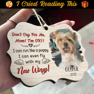 Ne pleure pas pour moi ! Téléchargez une photo d'animal de compagnie ! Décoration de Noël en bois personnalisée en forme de Benelux.