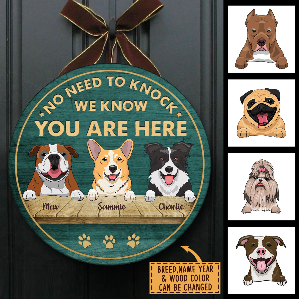 No Need To Knock - Funny Personalized Dog Door Sign.
