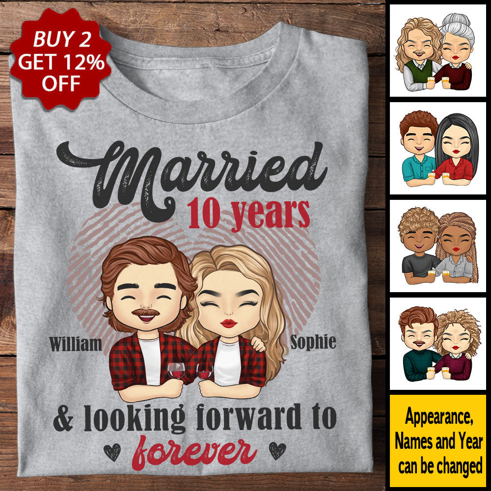 Marié et heureux de vivre ensemble - T-shirt unisexe personnalisé - Cadeau pour couple, mari et femme