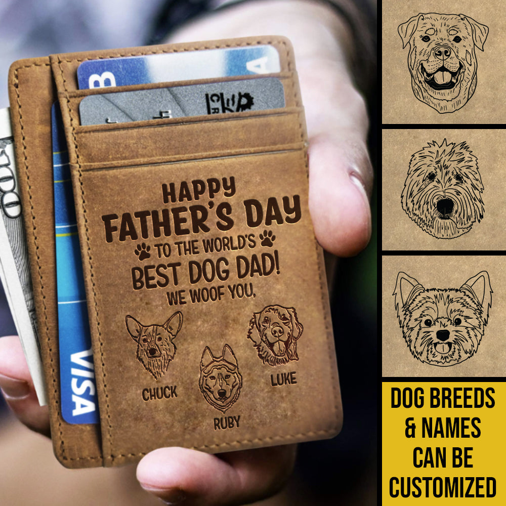 Meilleur papa chien - Porte-cartes personnalisé - Cadeau pour papa, cadeau pour la fête des pères