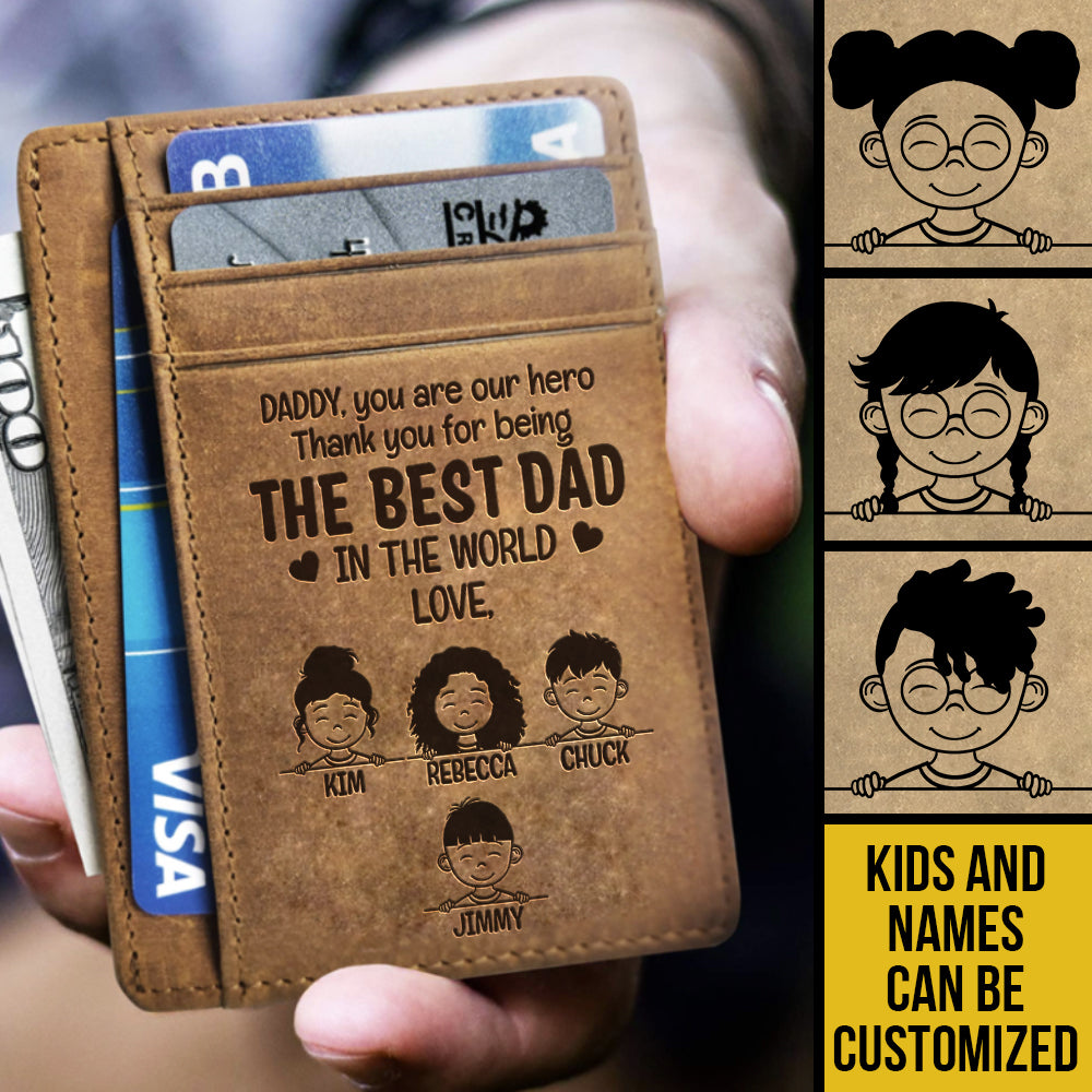 The Best Dad In The World - Personalized Card Wallet - Gift For Dad