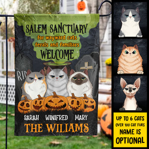 Salem Sanctuary For Wayward Cats - Personalized Funny Cat Flag.