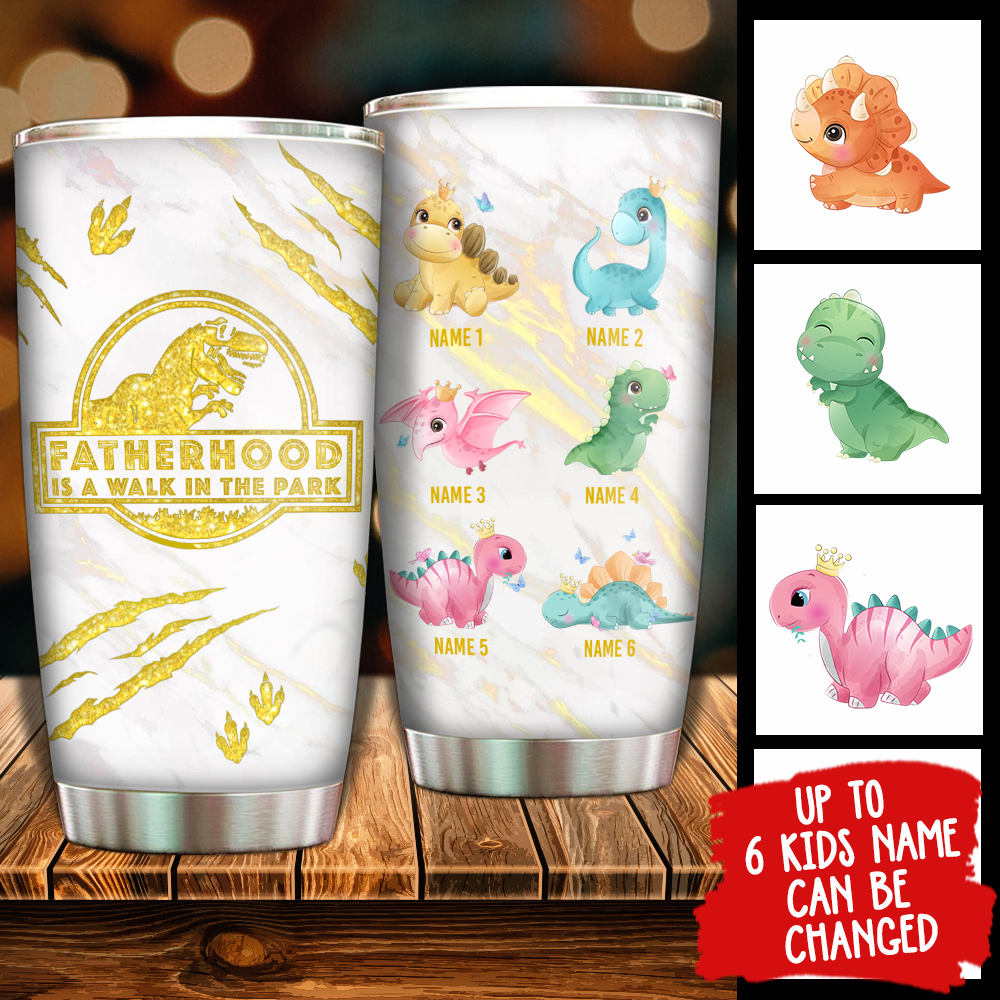Gift for Dad - Fatherhood Is A Walk In The Park - Personalized Tumbler.