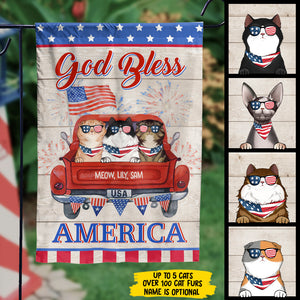 God Bless America - 4th Of July Decoration - Personalized Cat Flag.