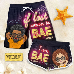 Retour à Bae, je suis Bae - Short de plage personnalisé pour couple - Cadeau pour couples, mari et femme
