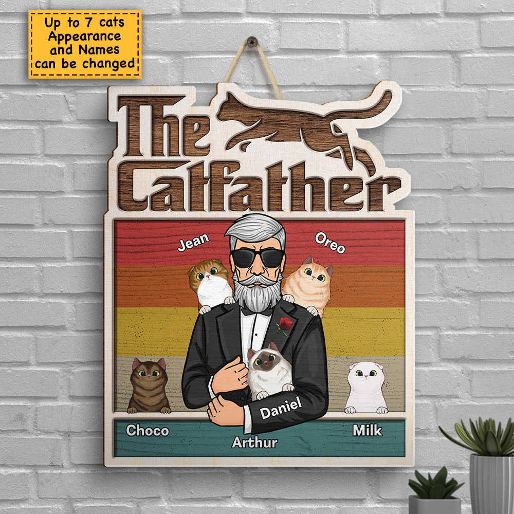Le Père des Chats - Panneau en bois personnalisé - Cadeau pour papa
