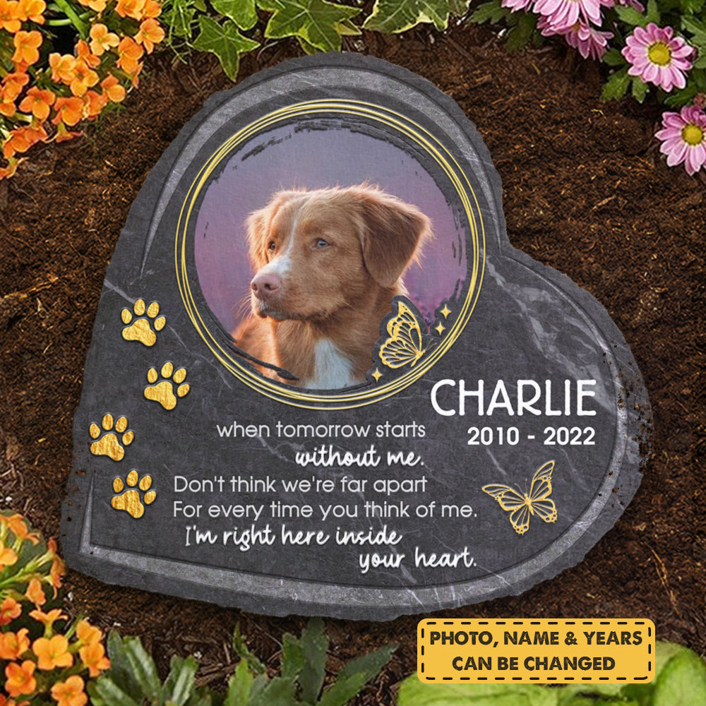Ne pensez pas que nous sommes loin l'un de l'autre - Pierre commémorative personnalisée, pierre tombale pour animaux de compagnie - Télécharger une image, cadeau commémoratif, cadeau de condoléances