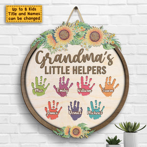 Grandma's Little Helpers - Personalized Shaped Wood Sign - Gift For Grandma, Grandparents