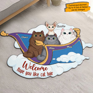 J'espère que vous aimez les poils de chat - Tapis décoratif personnalisé - Cadeau pour les amoureux des animaux 