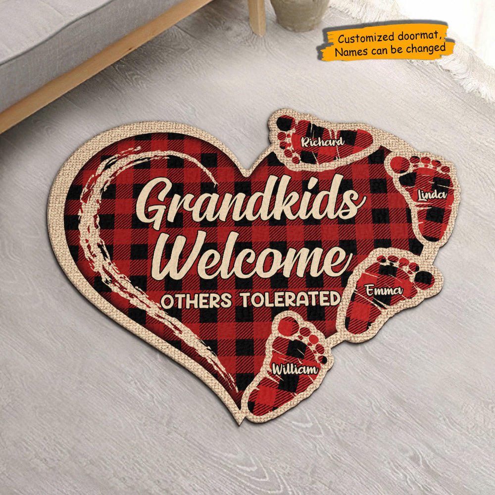 Les petits-enfants accueillent les autres tolérés - Tapis décoratif personnalisé - Cadeau pour grand-mère