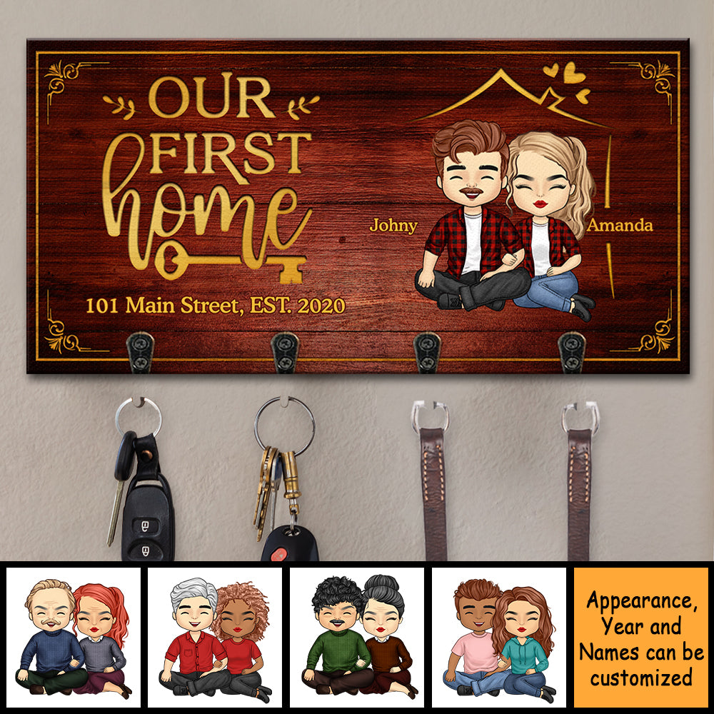 Notre première maison - Porte-clés personnalisé, porte-clés - Cadeau pour couple, mari et femme