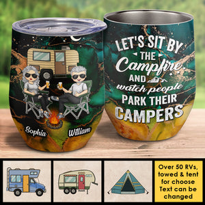 The Best Memories Are Made While Camping - Gift For Camping Couples, Personalized Wine Tumbler.