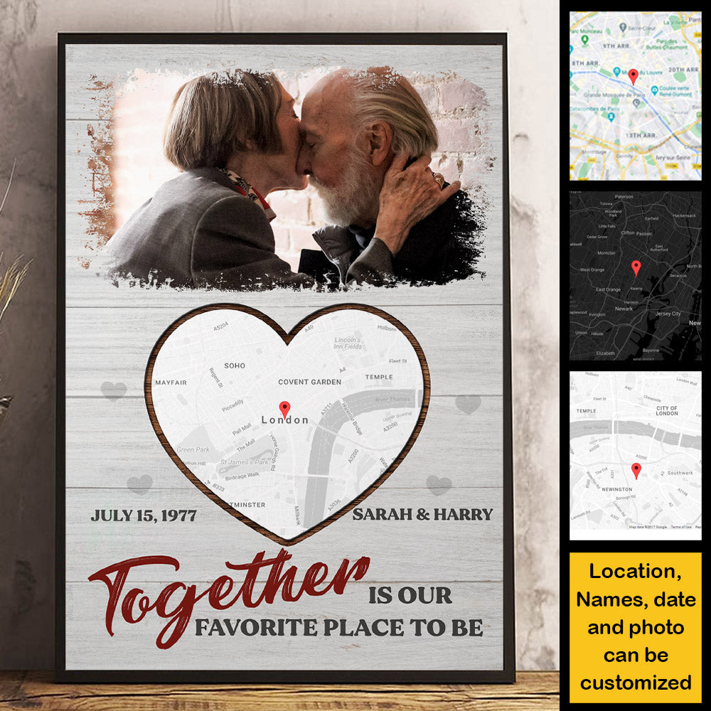 Ensemble, c'est notre endroit préféré - Affiche verticale personnalisée - Télécharger une image, cadeau pour couple, mari et femme