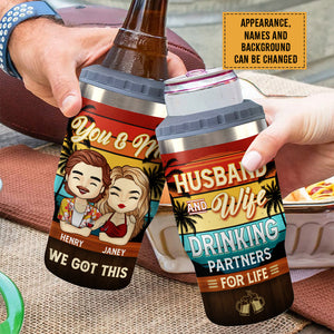Partenaire pour la vie : boisson et voyages – Seau isotherme personnalisé – Cadeau pour couple, mari et femme