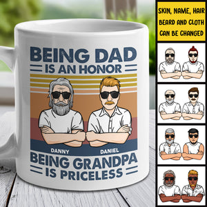 Being Dad Is An Honor And Being Grandpa Is Priceless - Gift For Grandpas And Dads - Personalized Mug.