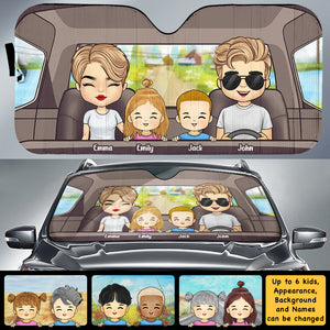 Voyage en famille - Pare-soleil auto personnalisé - Cadeau pour couple, mari et femme