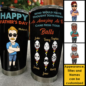 Je viens de tes boules - Gobelet personnalisé - Cadeau pour papa, cadeau pour la fête des pères