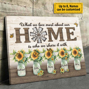 Ce que nous aimons le plus dans notre maison - Toile horizontale personnalisée - Cadeau pour couple, mari et femme