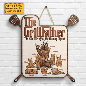 Grillfather, la légende de la cuisine - Panneau en bois personnalisé - Cadeau pour papa