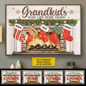 Our Greatest Blessings Call Us Grandma & Grandpa - Personalized Horizontal Poster.