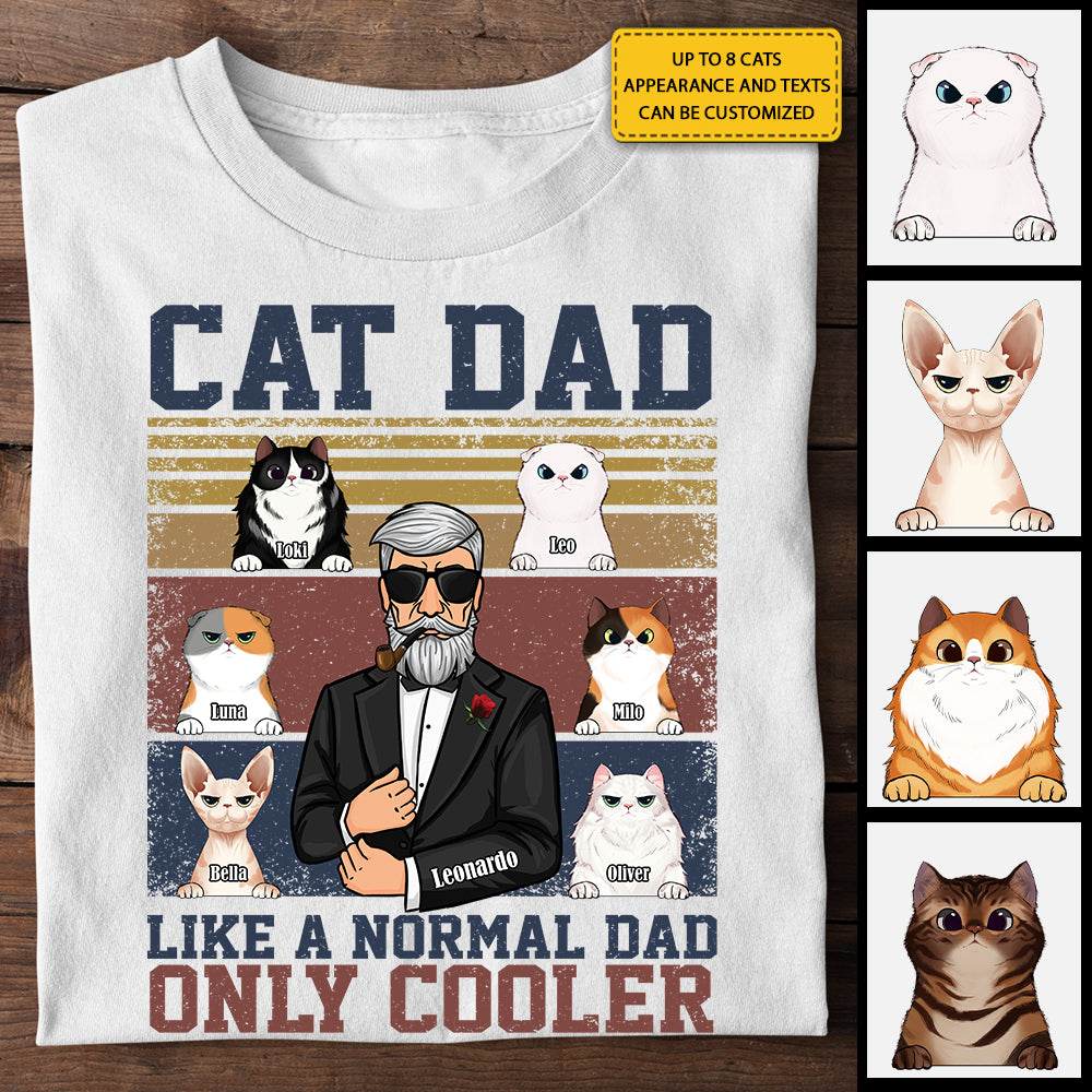 T-shirt et sweat à capuche unisexe personnalisé « Cat Dad Cooler » – Cadeau pour papa