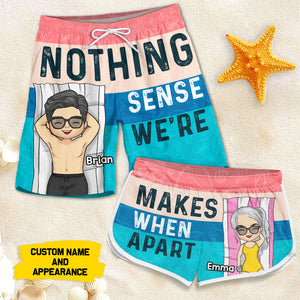 Rien n'a de sens quand on est séparés - Short de plage personnalisé pour couple - Cadeau pour couple, mari et femme