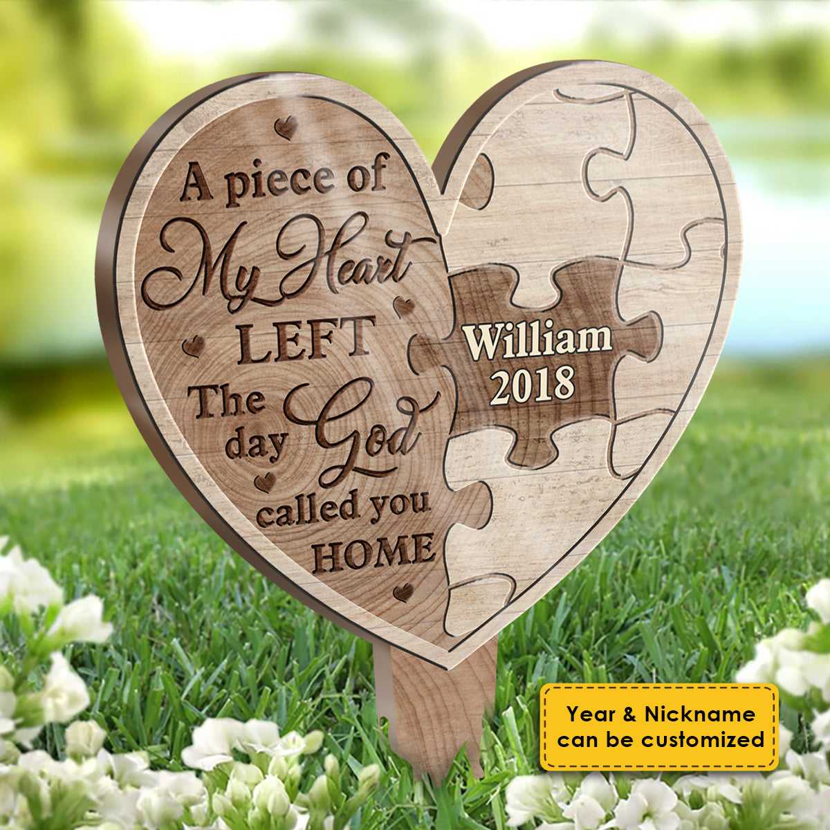 A Piece Of My Heart Left - Personalized Custom Acrylic Garden Stake.